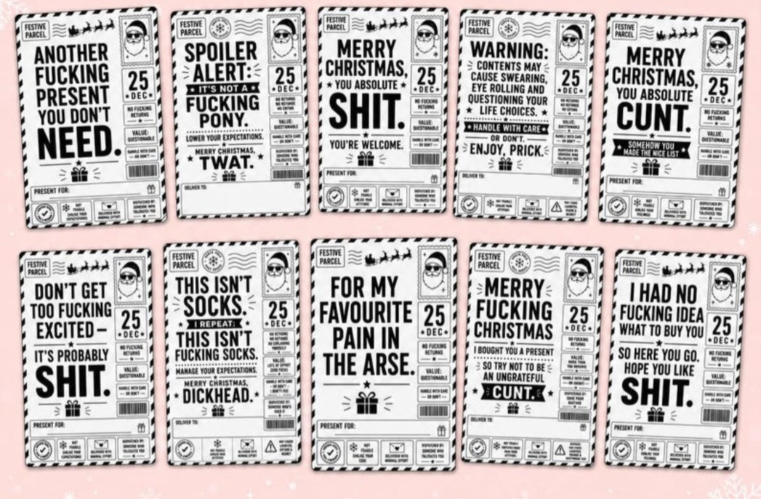 Sweary Adult Only christmas labels
