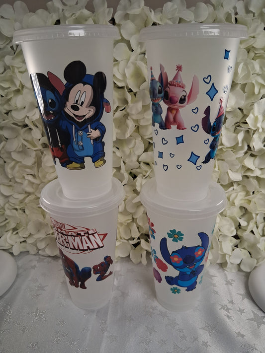 UVDTF wrap with plastic tumbler, lid and straw