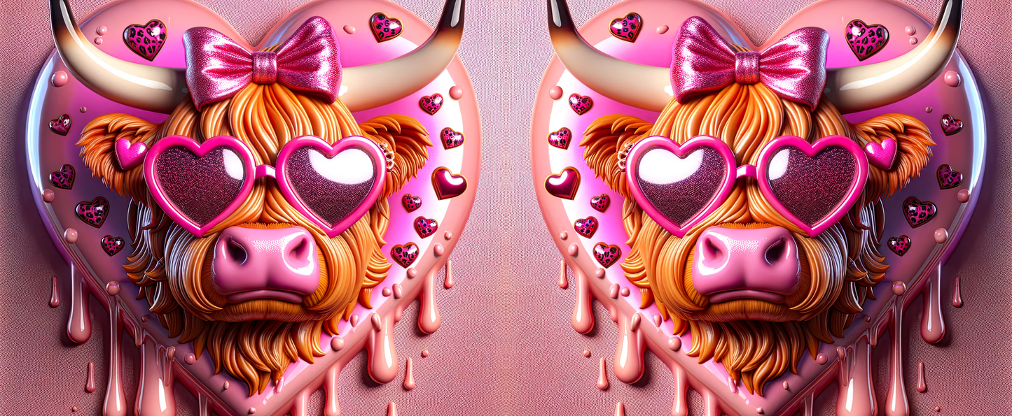 Valentine 3D Highland cow mug