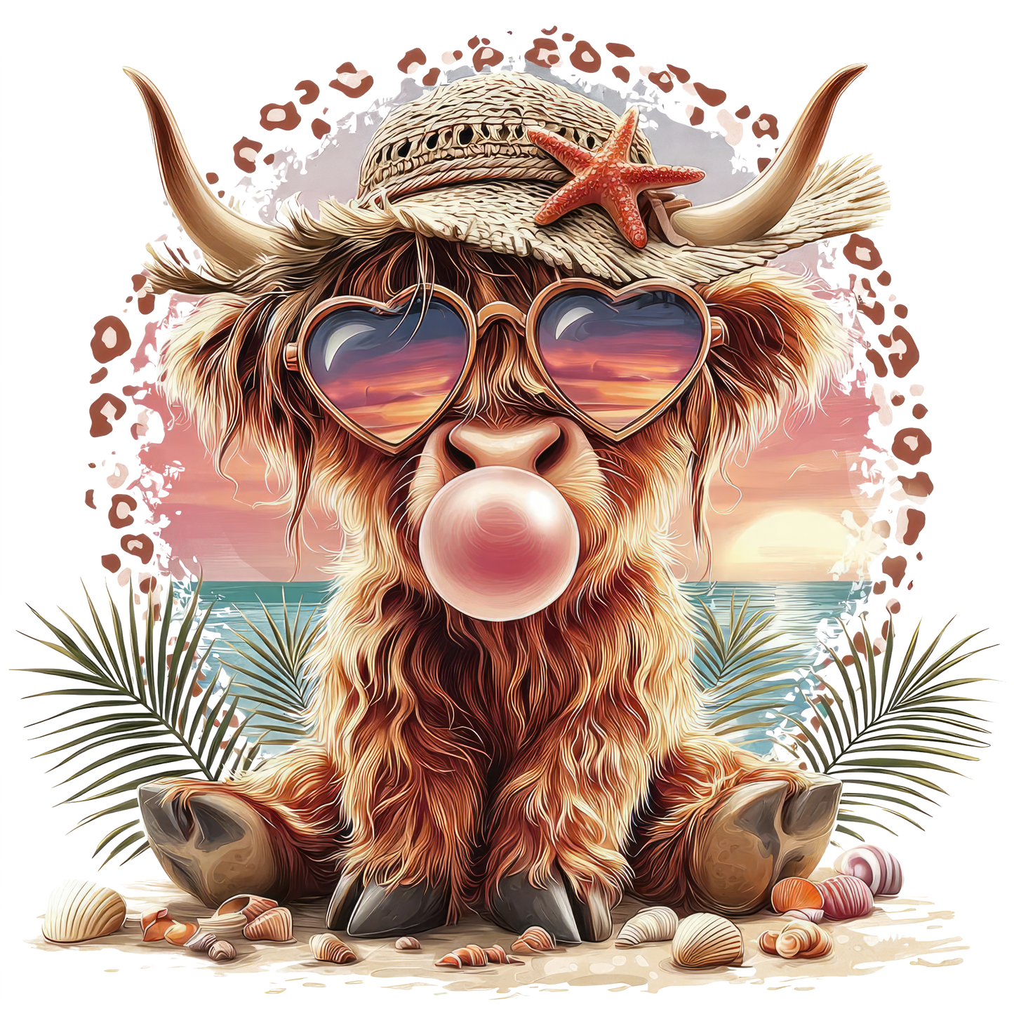 Highland cow beach bubble mug