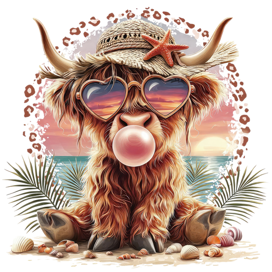 Highland cow beach bubble mug