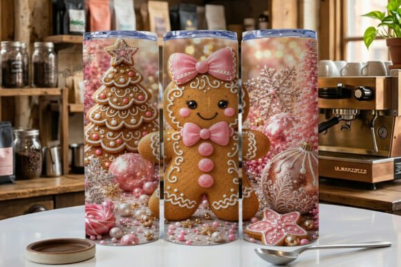 Pink Gingerbread Christmas 20oz tumbler