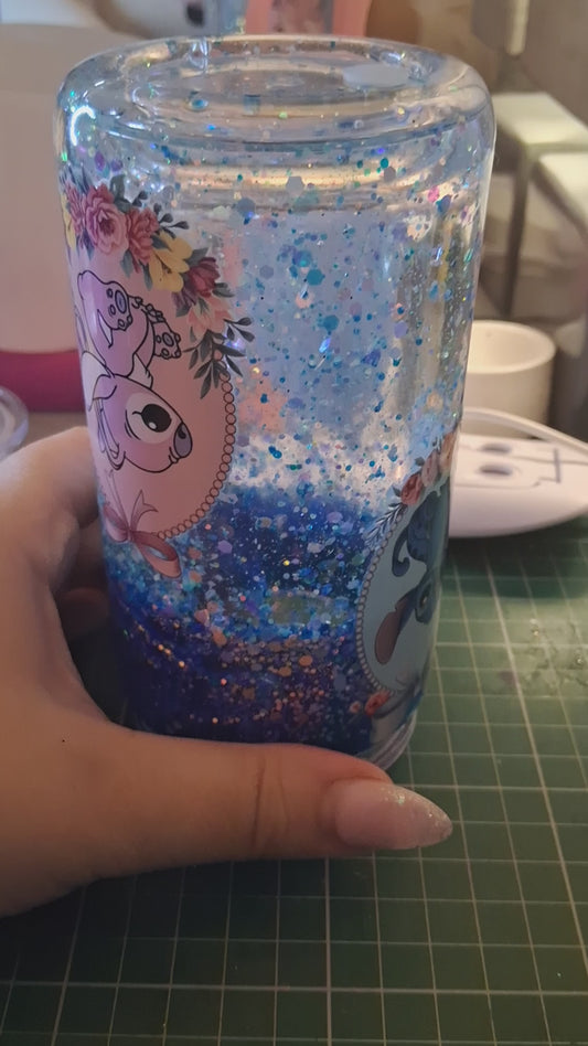 Blue alien inspired snowglobe tumbler