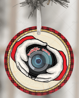 santa camera tree ornament